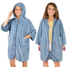 Kids Hooded Towel Robe Zip Up