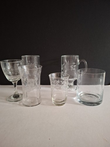 Job lot vintage etched - lot, of