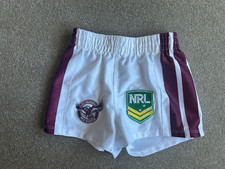 ISC MANLY WARRINGAH SEA EAGLES NRL RUGBY SHORTS - WHITE -  AGE 6 yrs- BNWT