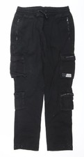 Golden Equation Mens Black Cargo Jeans L Regular Fit Pockets Zip