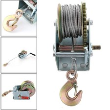 Manual Boat Marine Trailer 600lb Hand Powered Winch + 8m Wire Cable + Hook