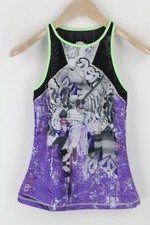 SWEATY BETTY Dance Mesh Sleeveless Top XS Purple Printed Women's Activewear *