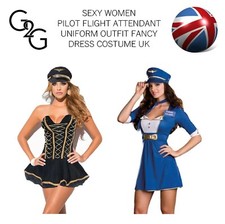 Women Adult Pilot Flight Attendant Uniform Fancy Dress Cosplay Sexy Costume