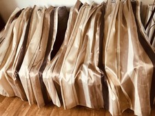 Eyelet CURTAINS MINK Cream Strip PAIR Width 65"each Panel by 51" drop