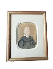 Antique 19th C Regency Framed Watercolour Portrait Miniature of a Lady in Bonnet