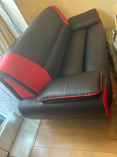 Black red faux leather - &,
