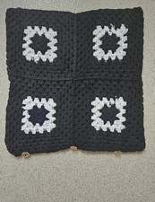 Handmade Crochet Granny Square Throw Pillows Black & White Knit Cushion Covers 2