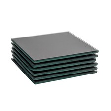 6x Black 10cm Square Glass