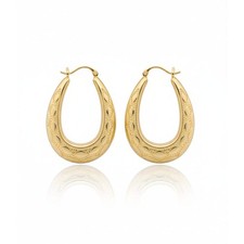 Gold Oval Creole Hoop Earrings