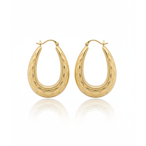 Gold oval creole hoop earrings - oval,