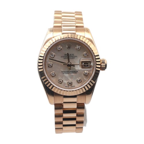 Rolex 18ct gold lady datejust - gold,