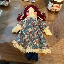 Vintage Liberty Fabric Handmade Rag Doll Painted Face 12”  Tall
