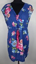 Joules Top Size M Blue Pink Bright Floral Holiday Casual Cotton Party