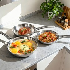 3 Stainless Steel Frying Pan Nonstick Pan Fried Steak Pot Uncoated Kitchen Use