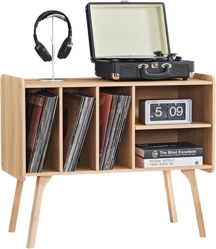 Natural record player stand - player,