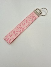Tatty Teddy Key wristlet in cotton fabric. Fabric key chain, key fob.