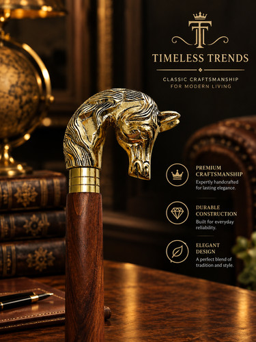 Solid brass wolf head walking - solid,