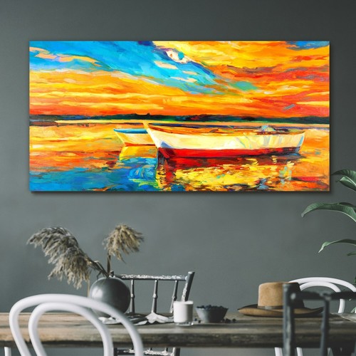 Painting sea port - painting, boat