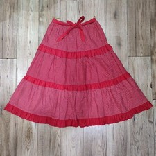 Vintage Red & White Polka Dot Tiered Frill Flared Dirndl Peasant Skirt • 8