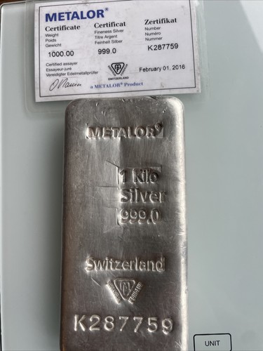 Metalor 1kg silver bullion - silver, bar