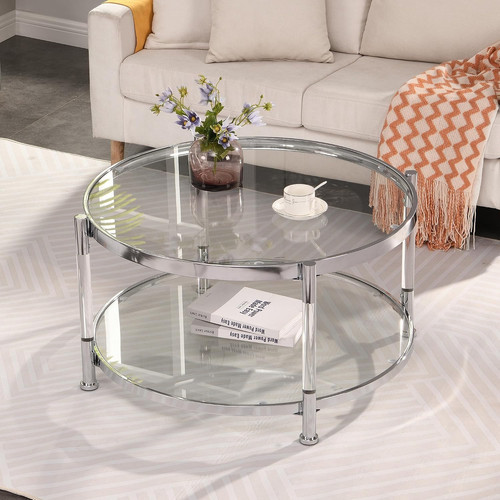 Modern silver round glass - 28",