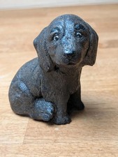 Solid Cast Metal Black Labrador Puppy Dog Figurine Paperweight (4" Tall)