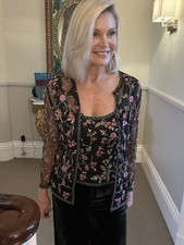 Caroline Charles Uk 14 Bustier And Bolero Black Green Pink Embroidery