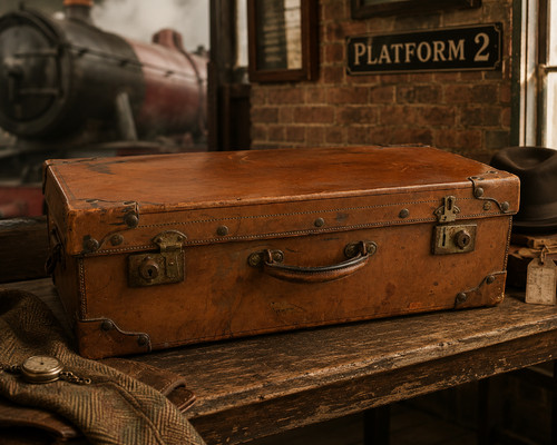 Antique leather suitcase o - antique, p&o