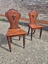 Antique Matching Pair of Mahogany Hall Chairs 