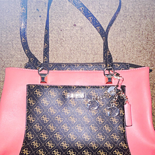 Guess logo print faux - logo, leather