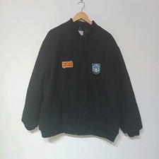 Vintage Leeds Rhinos Jacket Size XXL Black Made In England Tetley Bitter Wool 