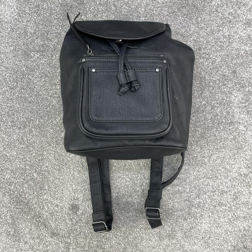Black faux leather backpack - leather,