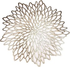 Snowkingdom Pack of 6 Gold Metallic Placemats Laminated Vinyl Round L, 