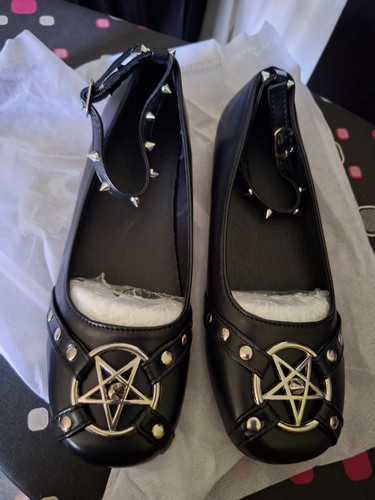 Ladies girls flat black gothic - girls,