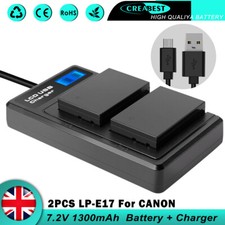 2Pcs LP-E17 Battery & Dual