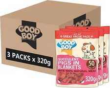 GOOD BOY PAWSLEY AND CO SUCCULENT PIGS IN BLANKETS 320G X 3 PACKS TREATS FOR DOG