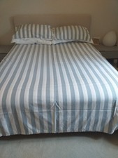 Dusk King size duvet cover set 100% cotton Blue/white stripe