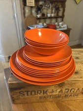 Vintage Mixed Lot 13 Items - Bright Orange Melamine Melaware - Retro!