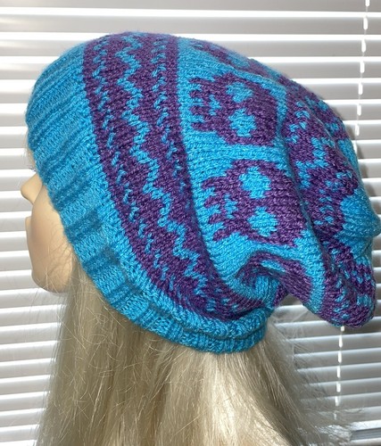 Hand knitted slouch hat beanie - hand,