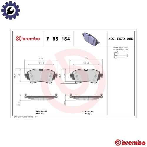 Brake pad set - p, 85
