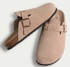 Beige Faux Suede Clog Slippers