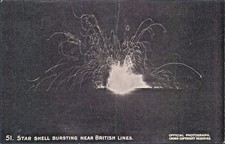 Postcard WW1 Star Shell Bursting near British lines  Daily Mail  No51