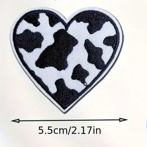 Cow print heart patch western - cow,