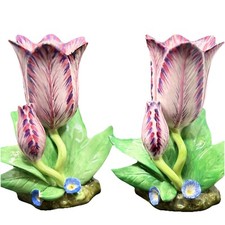 Pair Of Mottahedeh Pink Tulip
