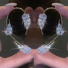 Pair Silver Gold Zircon Leaf