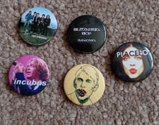 5 x Rock / Indie Music Pin Badges - Retro Incubus & The Strokes Placebo Ramones