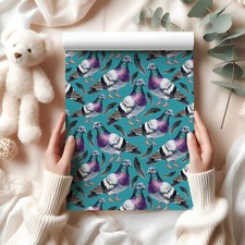 Pigeon Gift Wrap – Watercolour Pigeons Wrapping Paper with Feathers Design W71