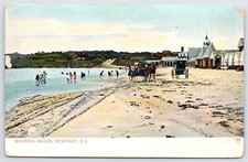 Postcard Bathing Beach Horse Buggies And Bathers, Newport Rhode Island Unposted