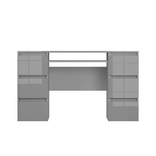 Desk Computer High Study Makeup Table 6 Drawer High Gloss Black White Gray New