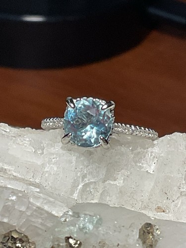 Aquamarine 925 silver ring - silver,